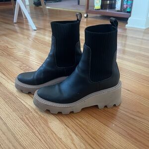 Dolce Vita Black Ankle Boots with Tan Soles